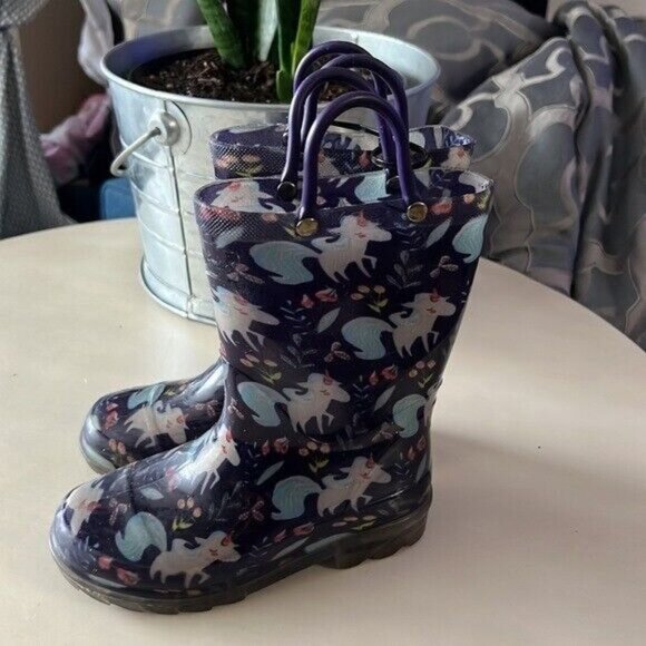 Western Chief‎ unicorn floral rain rubber boots with lights on heels - Picture 2 of 6